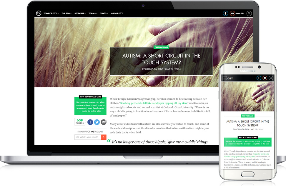 ozy responsive layout desktop and mobile